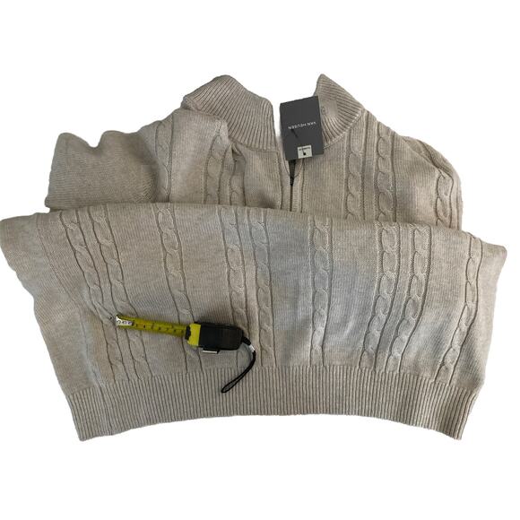 New Van Heusen Men 1/4 zip Knit Pullover Sweater Stone Heather Plus 2XL FLAW - Picture 8 of 8